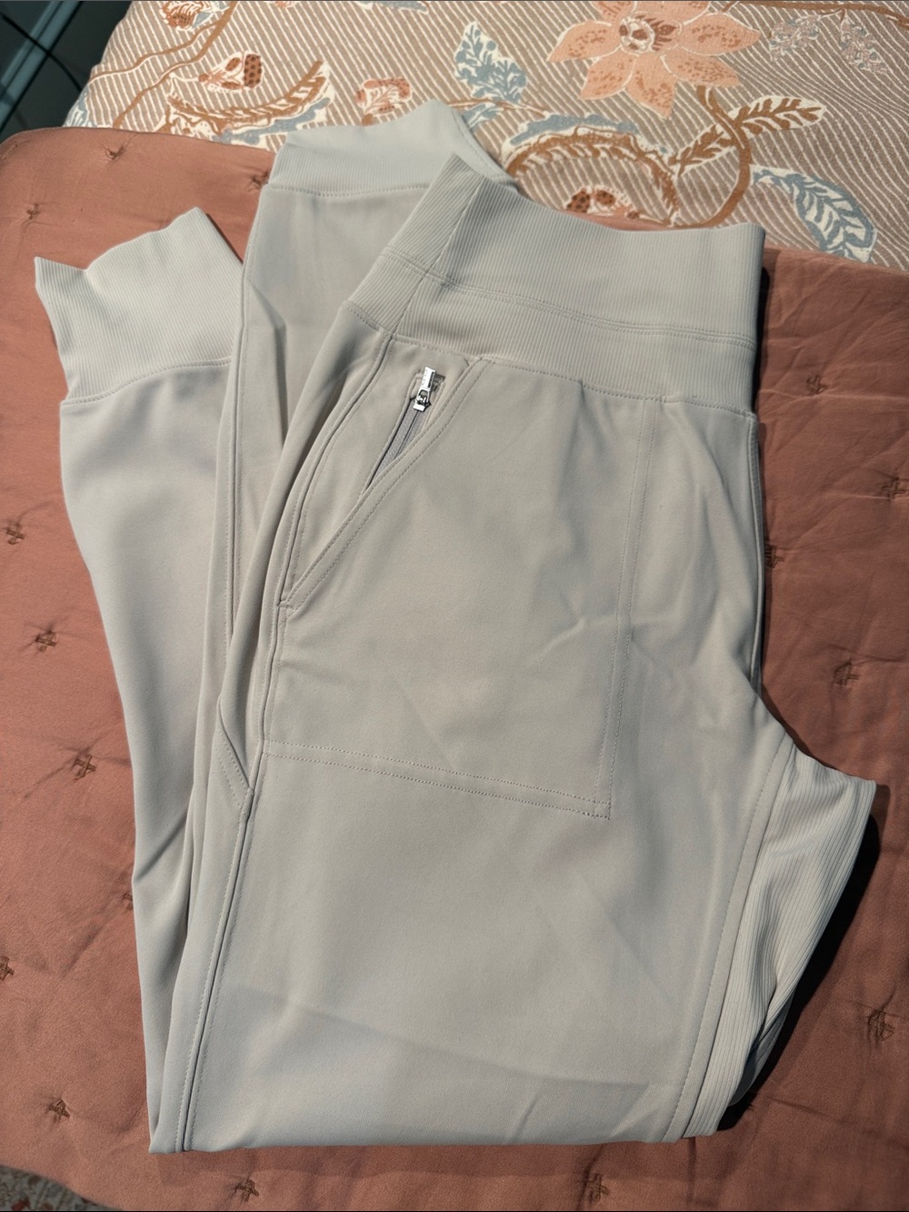 Athleta Light Gray Active Leggings with Zip Pocket